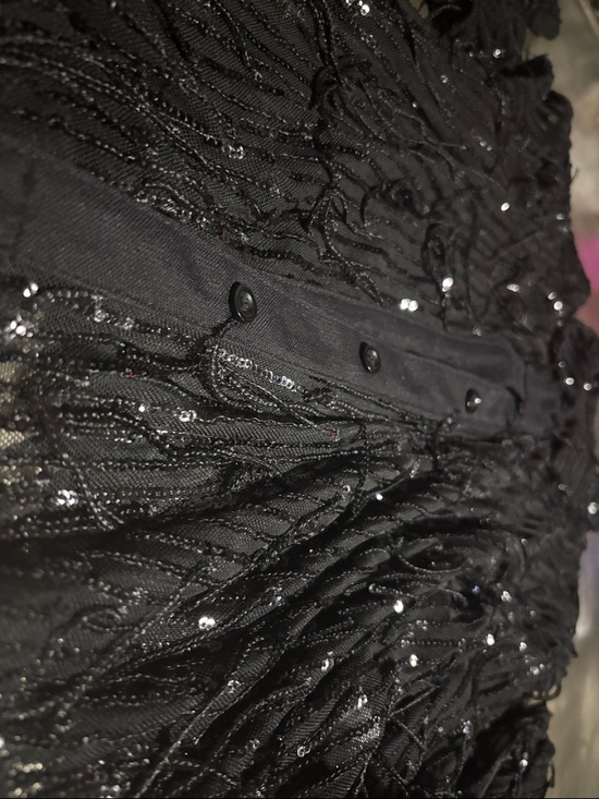 Moa Moa Black Fringe Sequin Button-Front Blazer - Picture 7 of 7